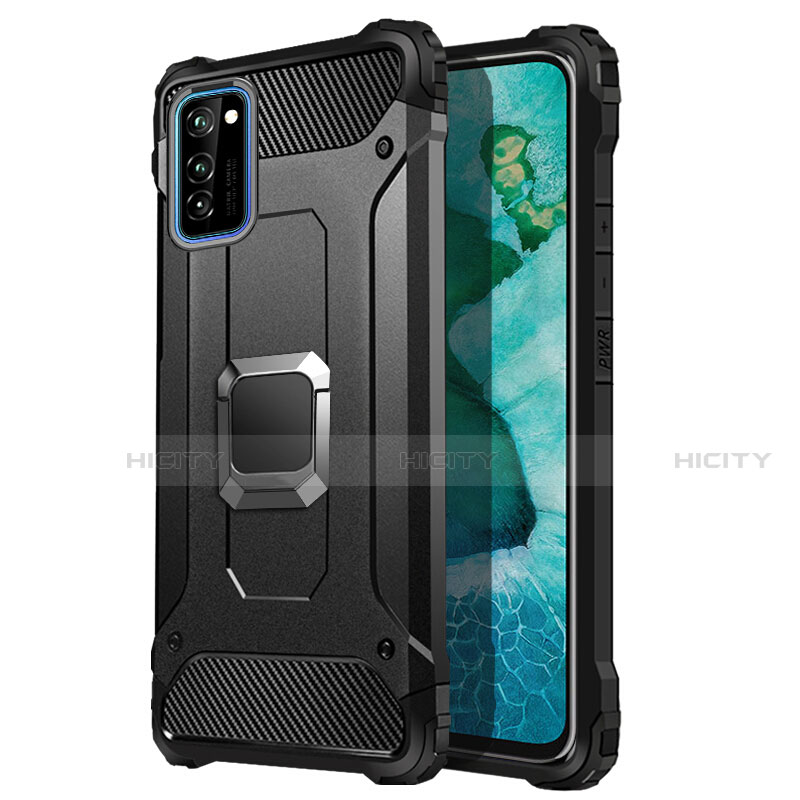 Custodia Silicone e Plastica Opaca Cover con Magnetico Anello Supporto R01 per Huawei Honor V30 Pro 5G