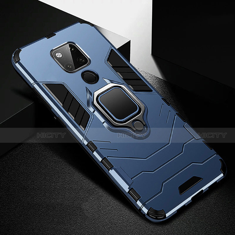 Custodia Silicone e Plastica Opaca Cover con Magnetico Anello Supporto R01 per Huawei Mate 20 X 5G