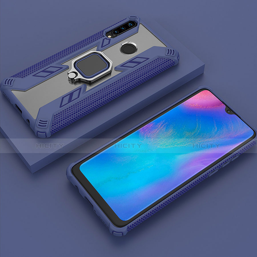 Custodia Silicone e Plastica Opaca Cover con Magnetico Anello Supporto R01 per Huawei Nova 4e