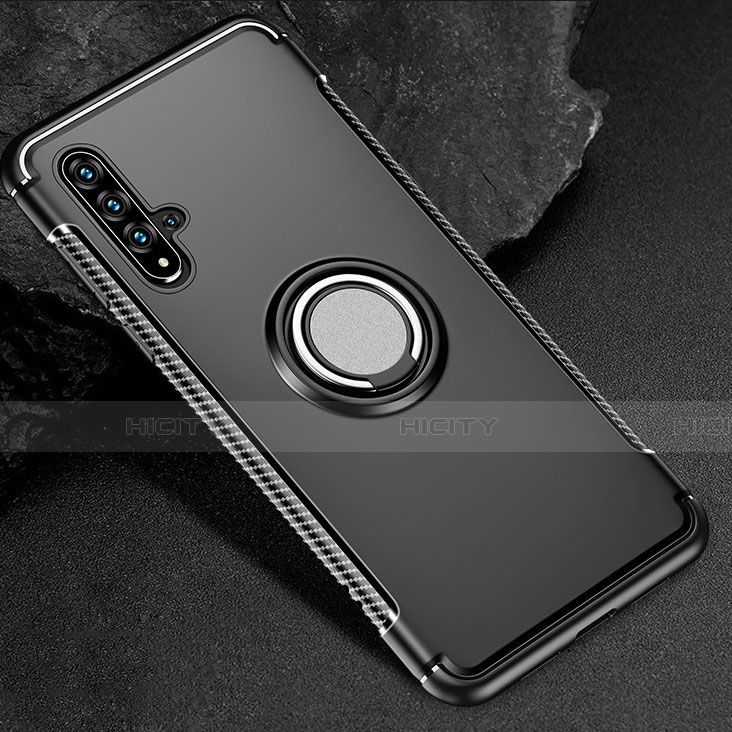 Custodia Silicone e Plastica Opaca Cover con Magnetico Anello Supporto R01 per Huawei Nova 5T