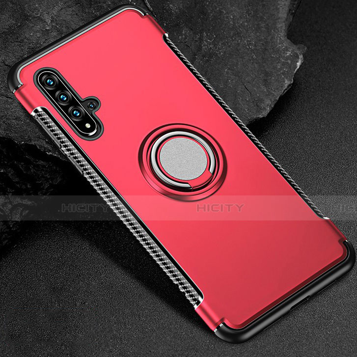 Custodia Silicone e Plastica Opaca Cover con Magnetico Anello Supporto R01 per Huawei Nova 5T