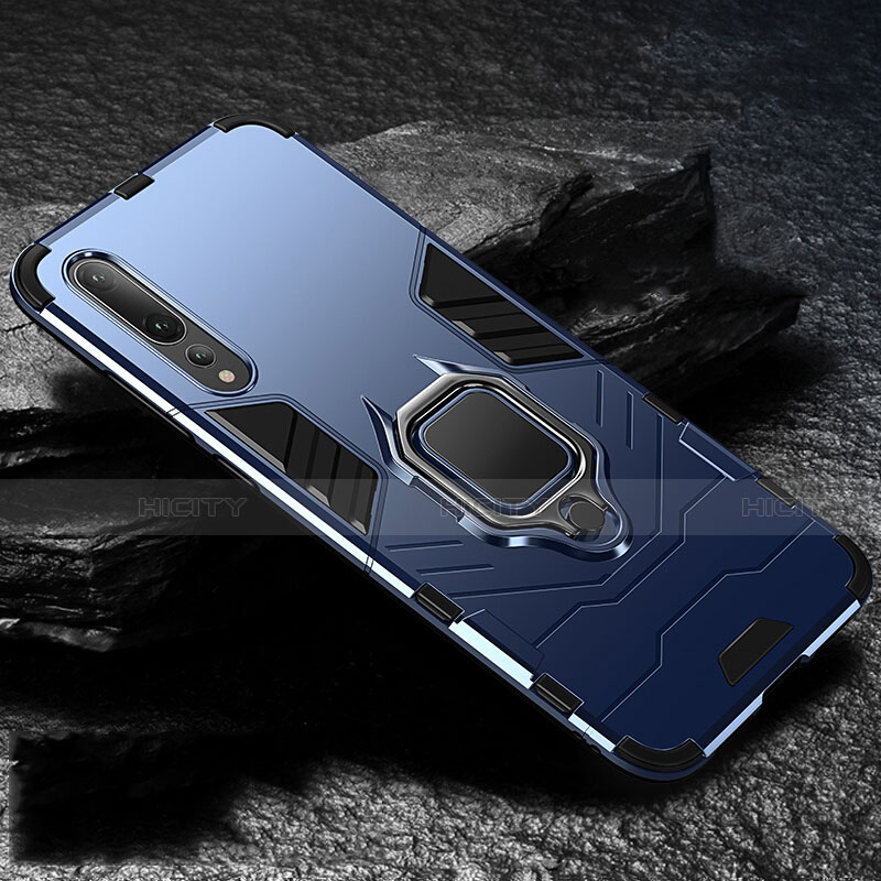 Custodia Silicone e Plastica Opaca Cover con Magnetico Anello Supporto R01 per Huawei P20 Pro