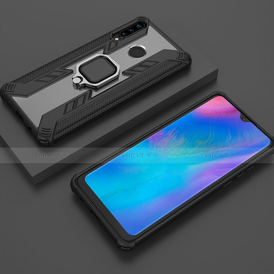 Custodia Silicone e Plastica Opaca Cover con Magnetico Anello Supporto R01 per Huawei P30 Lite