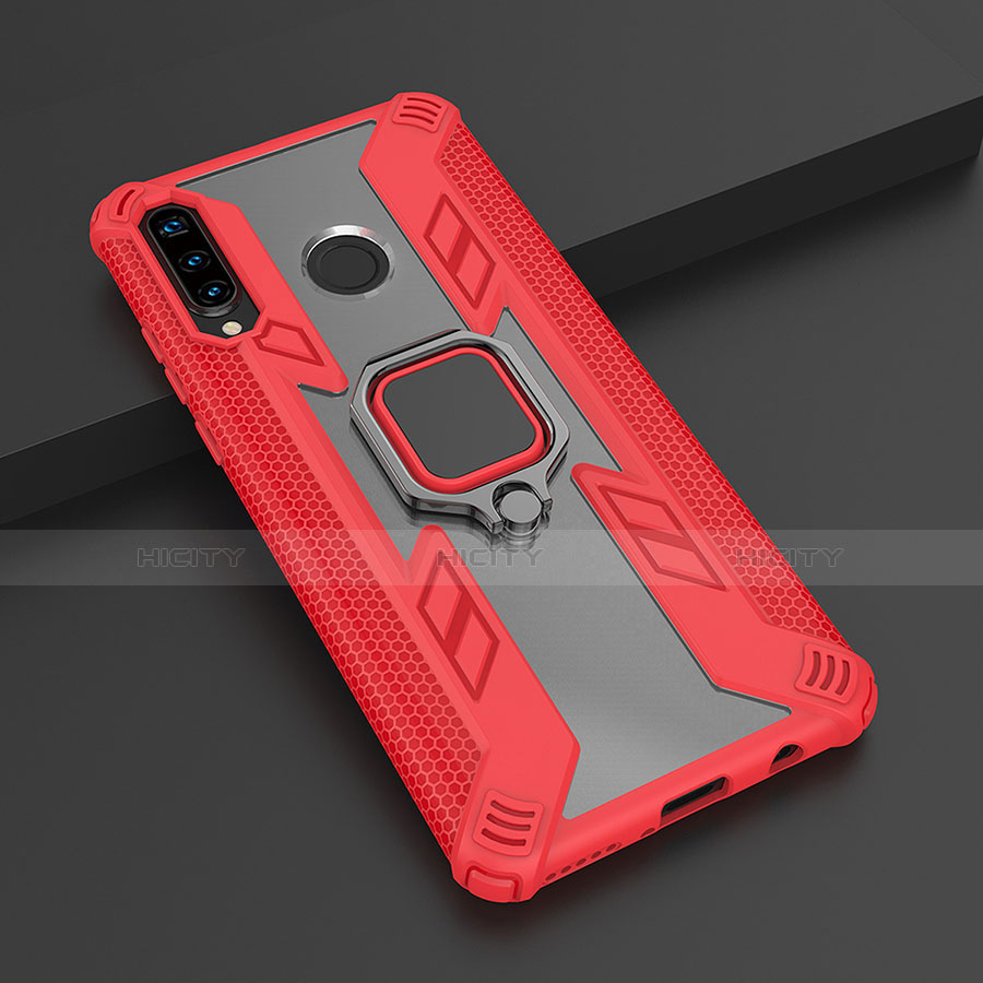 Custodia Silicone e Plastica Opaca Cover con Magnetico Anello Supporto R01 per Huawei P30 Lite XL