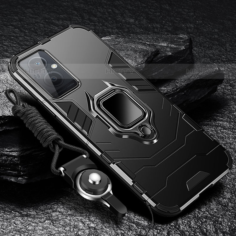 Custodia Silicone e Plastica Opaca Cover con Magnetico Anello Supporto R01 per Oppo F21s Pro 5G Nero