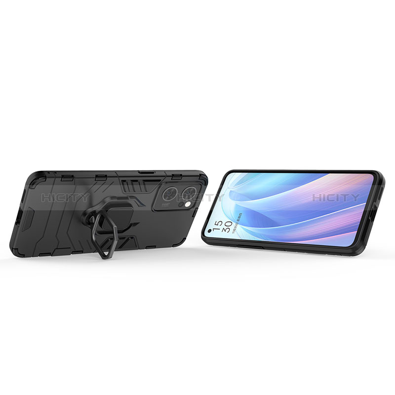 Custodia Silicone e Plastica Opaca Cover con Magnetico Anello Supporto R01 per Oppo Find X5 Lite 5G