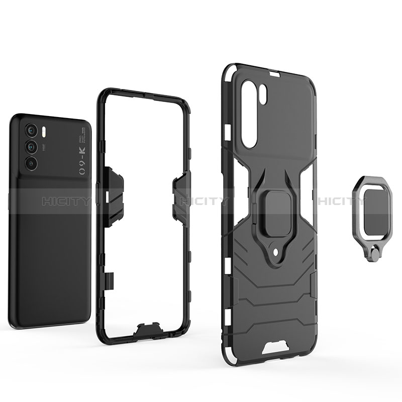 Custodia Silicone e Plastica Opaca Cover con Magnetico Anello Supporto R01 per Oppo K9 Pro 5G