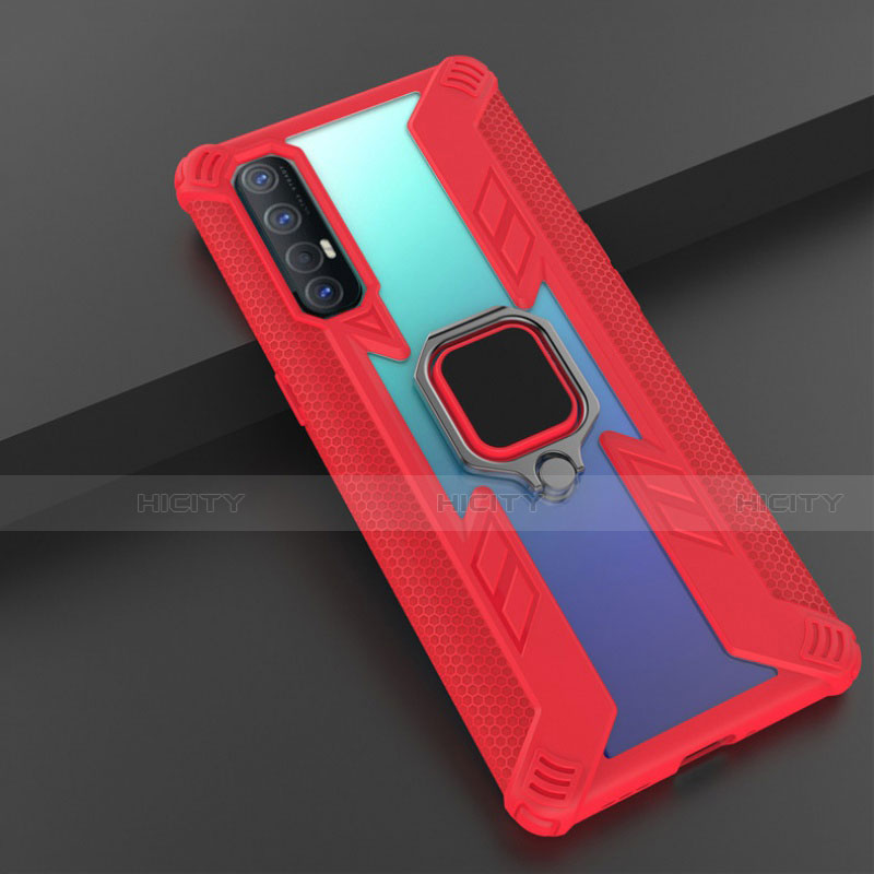 Custodia Silicone e Plastica Opaca Cover con Magnetico Anello Supporto R01 per Oppo Reno3 Pro