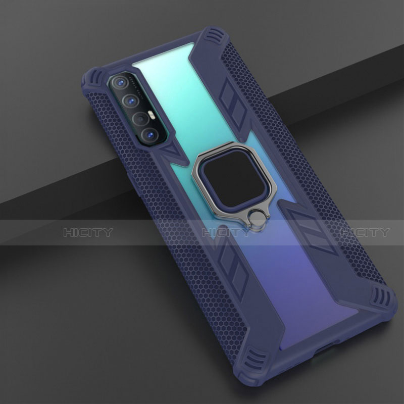 Custodia Silicone e Plastica Opaca Cover con Magnetico Anello Supporto R01 per Oppo Reno3 Pro