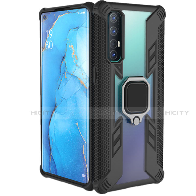 Custodia Silicone e Plastica Opaca Cover con Magnetico Anello Supporto R01 per Oppo Reno3 Pro