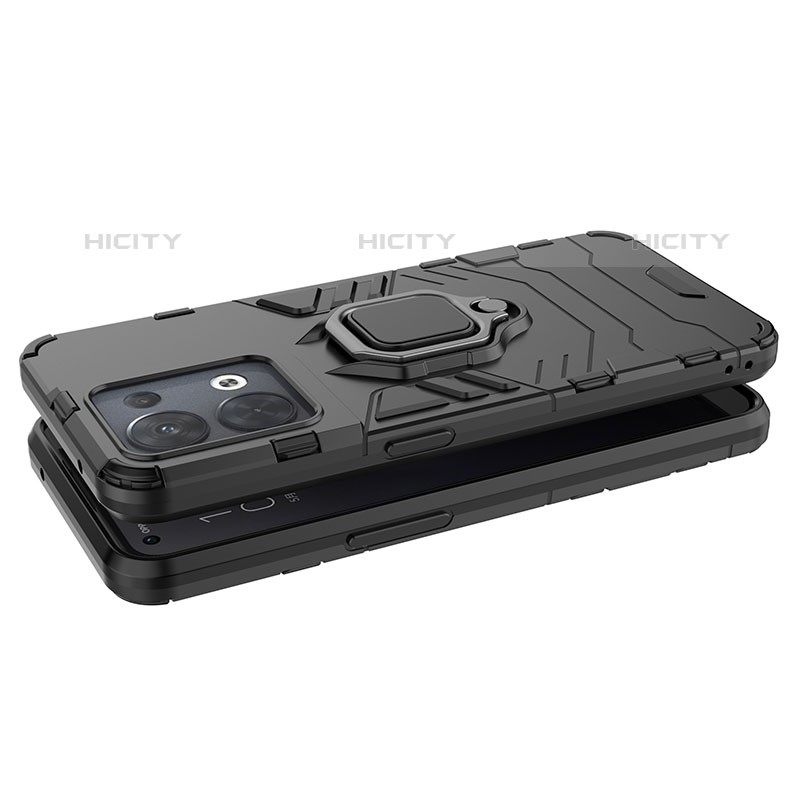 Custodia Silicone e Plastica Opaca Cover con Magnetico Anello Supporto R01 per Oppo Reno8 Pro 5G