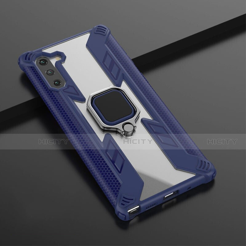 Custodia Silicone e Plastica Opaca Cover con Magnetico Anello Supporto R01 per Samsung Galaxy Note 10