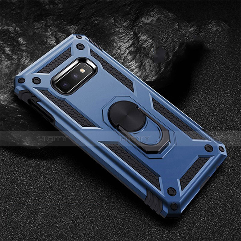 Custodia Silicone e Plastica Opaca Cover con Magnetico Anello Supporto R01 per Samsung Galaxy S10e