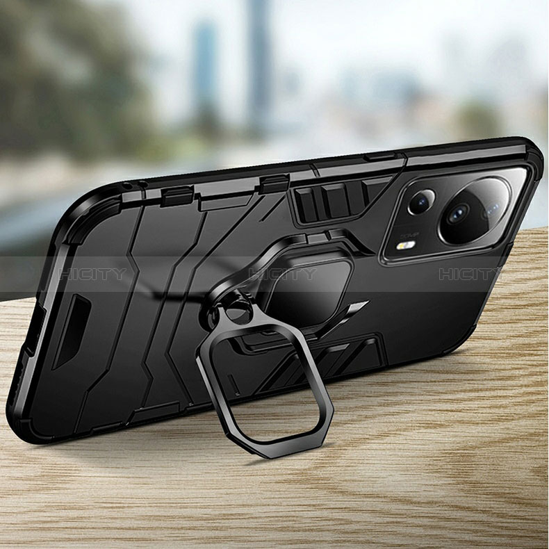 Custodia Silicone e Plastica Opaca Cover con Magnetico Anello Supporto R01 per Xiaomi Civi 2 5G