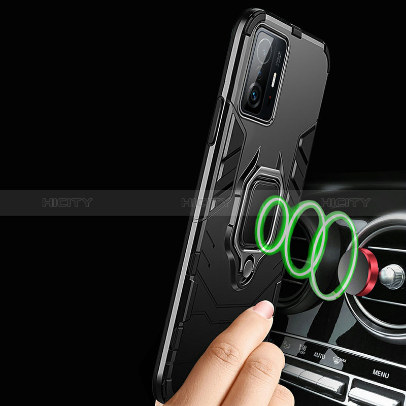 Custodia Silicone e Plastica Opaca Cover con Magnetico Anello Supporto R01 per Xiaomi Mi 11T 5G