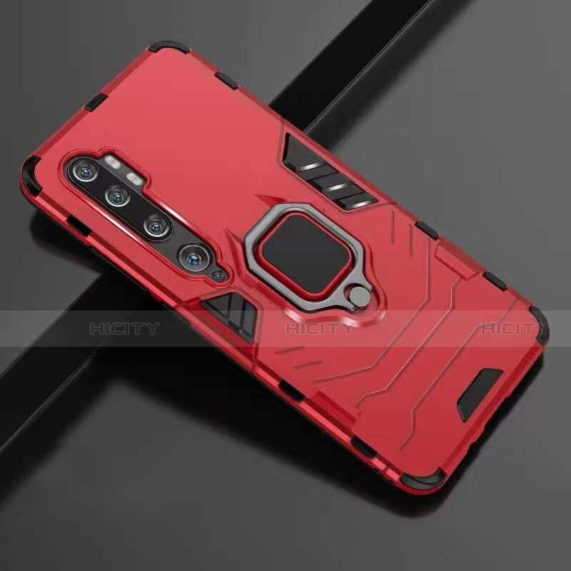 Custodia Silicone e Plastica Opaca Cover con Magnetico Anello Supporto R01 per Xiaomi Mi Note 10 Pro