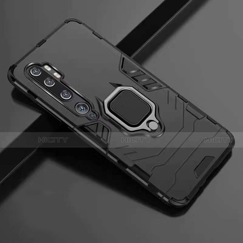 Custodia Silicone e Plastica Opaca Cover con Magnetico Anello Supporto R01 per Xiaomi Mi Note 10 Pro