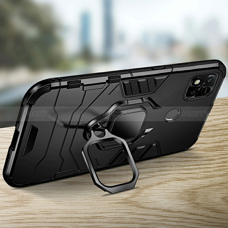 Custodia Silicone e Plastica Opaca Cover con Magnetico Anello Supporto R01 per Xiaomi POCO C3
