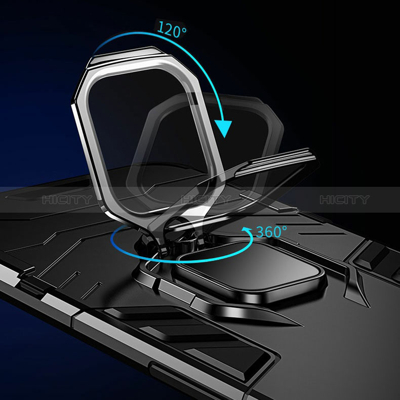 Custodia Silicone e Plastica Opaca Cover con Magnetico Anello Supporto R01 per Xiaomi Poco F3 5G