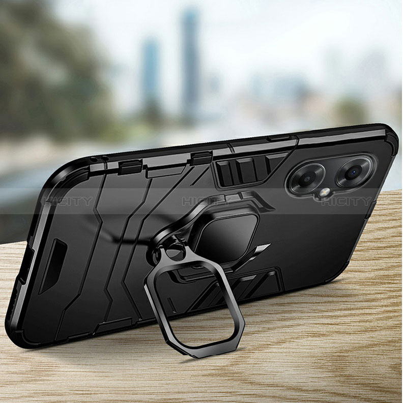 Custodia Silicone e Plastica Opaca Cover con Magnetico Anello Supporto R01 per Xiaomi Poco M4 5G