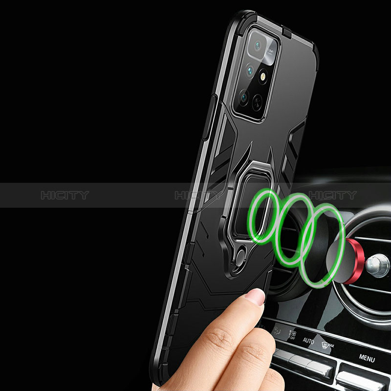 Custodia Silicone e Plastica Opaca Cover con Magnetico Anello Supporto R01 per Xiaomi Poco M4 Pro 5G
