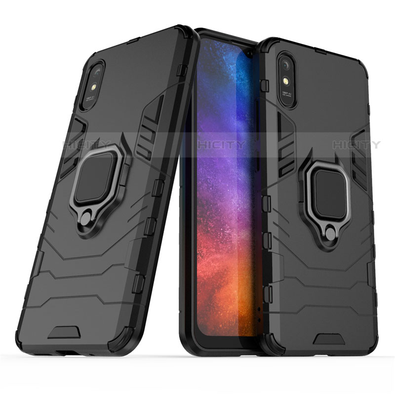 Custodia Silicone e Plastica Opaca Cover con Magnetico Anello Supporto R01 per Xiaomi Redmi 9A