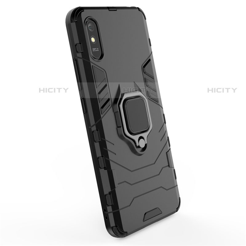 Custodia Silicone e Plastica Opaca Cover con Magnetico Anello Supporto R01 per Xiaomi Redmi 9A