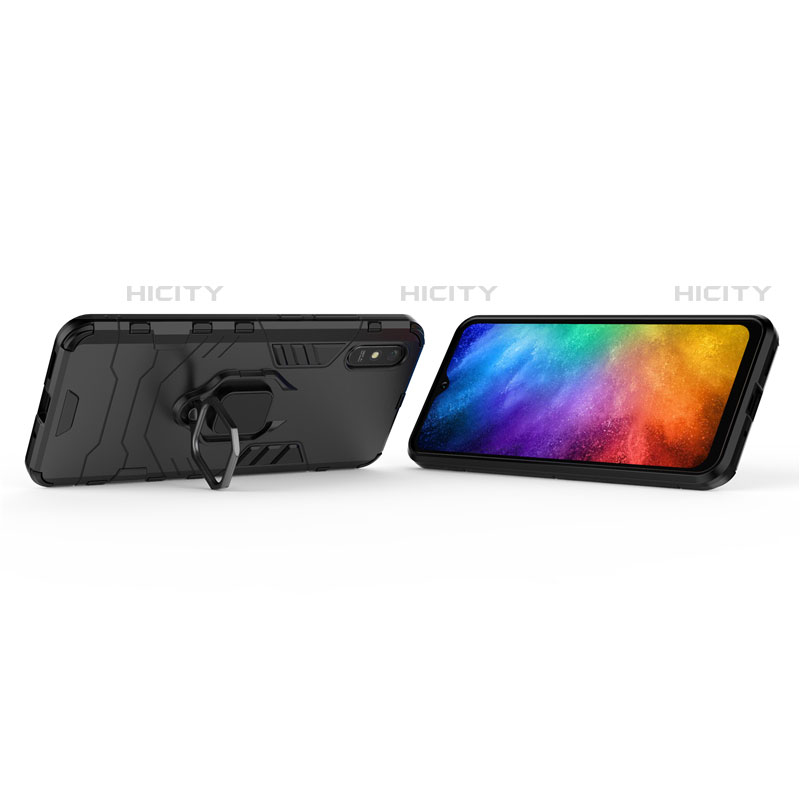 Custodia Silicone e Plastica Opaca Cover con Magnetico Anello Supporto R01 per Xiaomi Redmi 9A