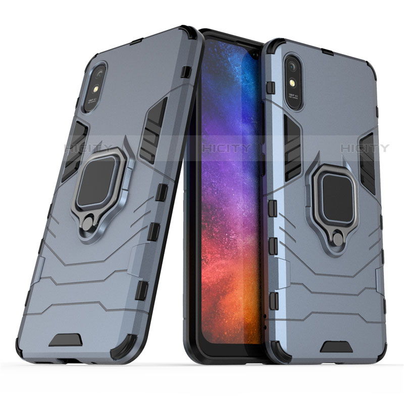 Custodia Silicone e Plastica Opaca Cover con Magnetico Anello Supporto R01 per Xiaomi Redmi 9AT