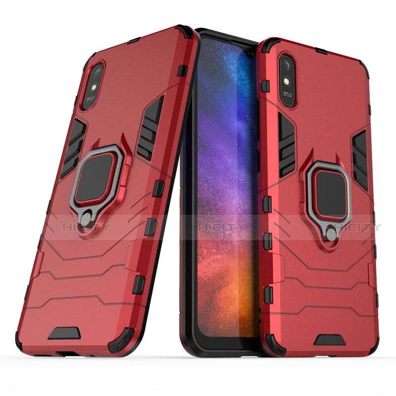 Custodia Silicone e Plastica Opaca Cover con Magnetico Anello Supporto R01 per Xiaomi Redmi 9i