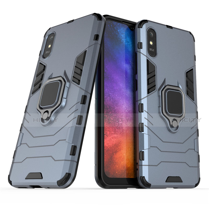 Custodia Silicone e Plastica Opaca Cover con Magnetico Anello Supporto R01 per Xiaomi Redmi 9i