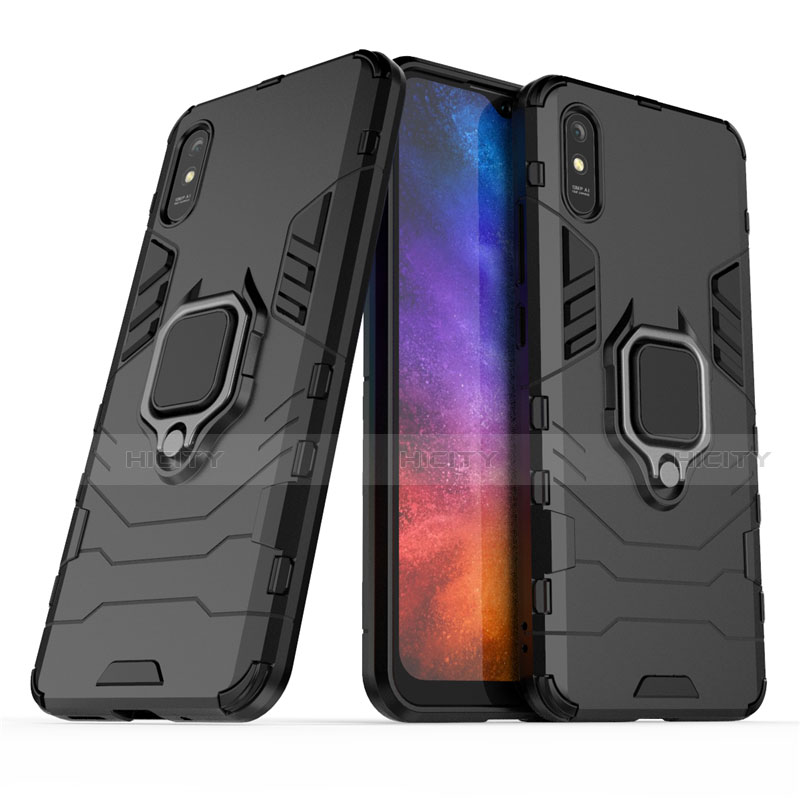 Custodia Silicone e Plastica Opaca Cover con Magnetico Anello Supporto R01 per Xiaomi Redmi 9i