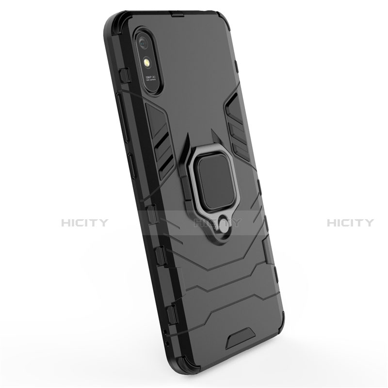 Custodia Silicone e Plastica Opaca Cover con Magnetico Anello Supporto R01 per Xiaomi Redmi 9i