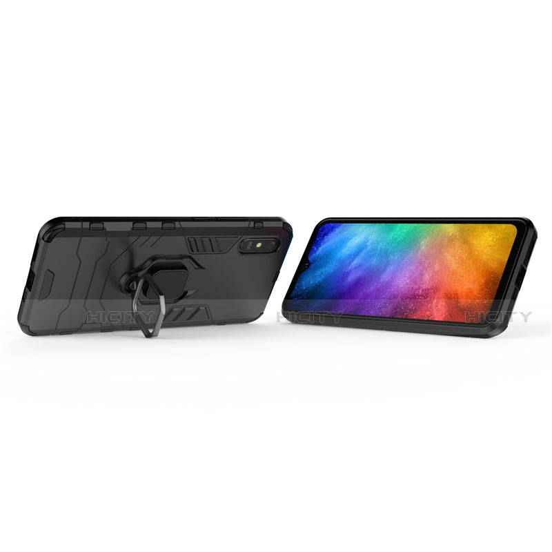 Custodia Silicone e Plastica Opaca Cover con Magnetico Anello Supporto R01 per Xiaomi Redmi 9i