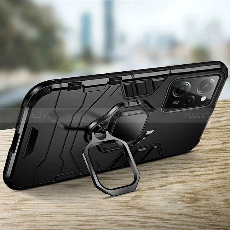 Custodia Silicone e Plastica Opaca Cover con Magnetico Anello Supporto R01 per Xiaomi Redmi Note 12 Pro Speed 5G