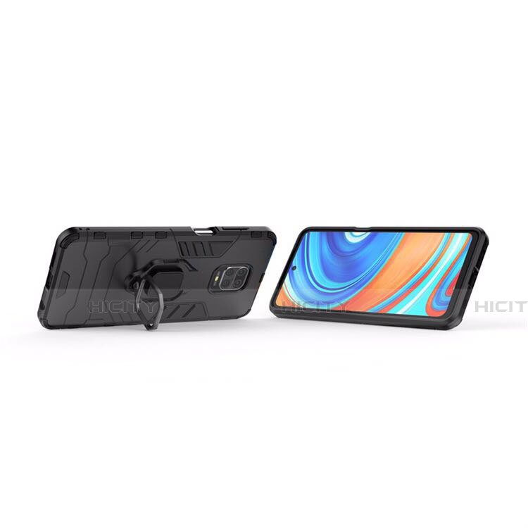 Custodia Silicone e Plastica Opaca Cover con Magnetico Anello Supporto R01 per Xiaomi Redmi Note 9 Pro Max