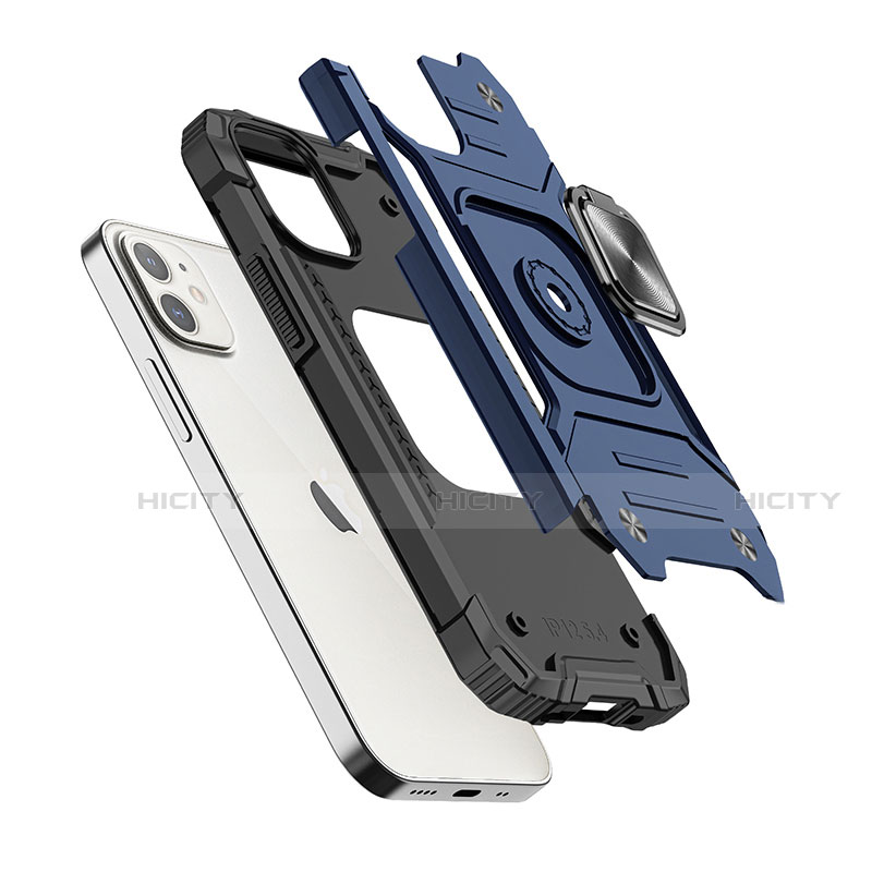 Custodia Silicone e Plastica Opaca Cover con Magnetico Anello Supporto R02 per Apple iPhone 12