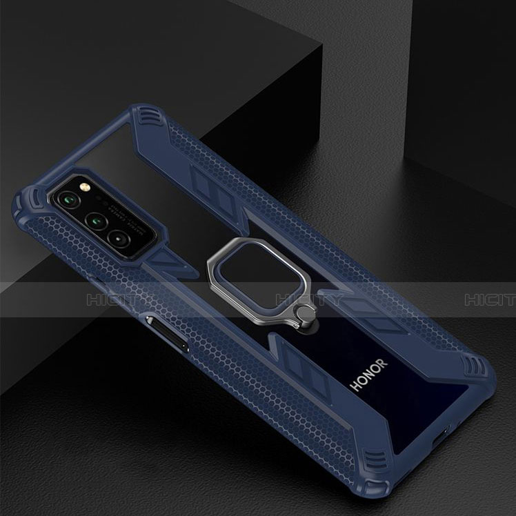 Custodia Silicone e Plastica Opaca Cover con Magnetico Anello Supporto R02 per Huawei Honor View 30 5G