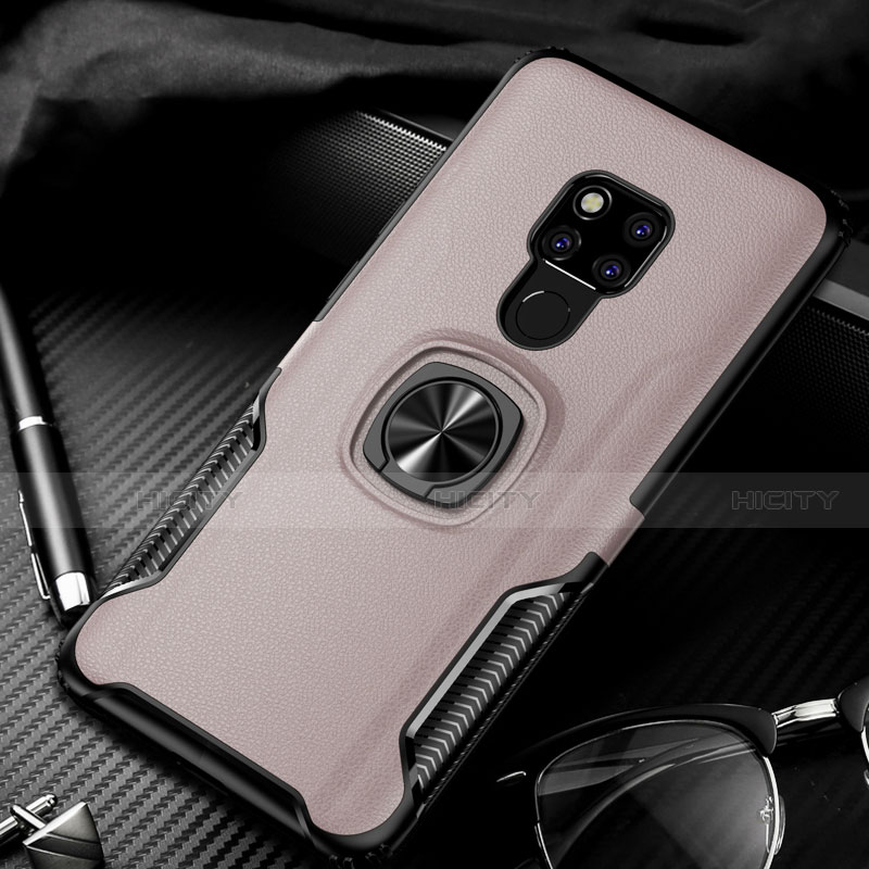 Custodia Silicone e Plastica Opaca Cover con Magnetico Anello Supporto R02 per Huawei Mate 20 X 5G Oro Rosa