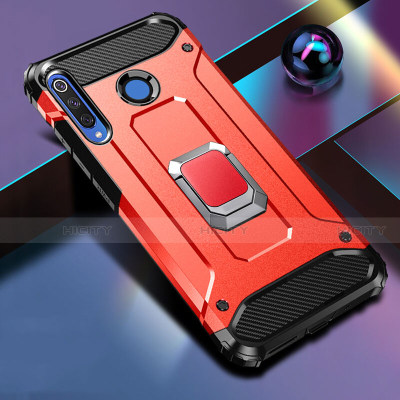 Custodia Silicone e Plastica Opaca Cover con Magnetico Anello Supporto R02 per Huawei P30 Lite XL Rosso