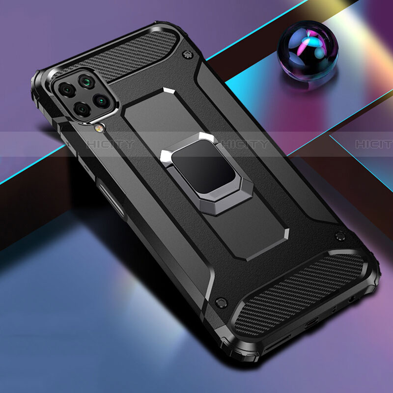 Custodia Silicone e Plastica Opaca Cover con Magnetico Anello Supporto R02 per Huawei P40 Lite Nero