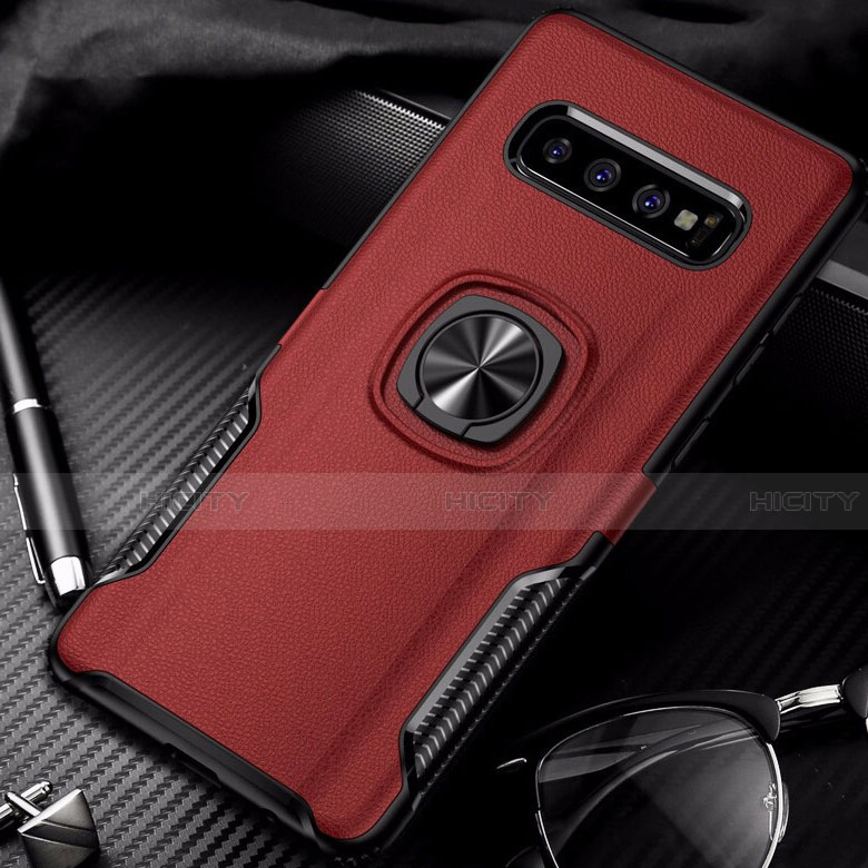 Custodia Silicone e Plastica Opaca Cover con Magnetico Anello Supporto R02 per Samsung Galaxy S10 5G Rosso