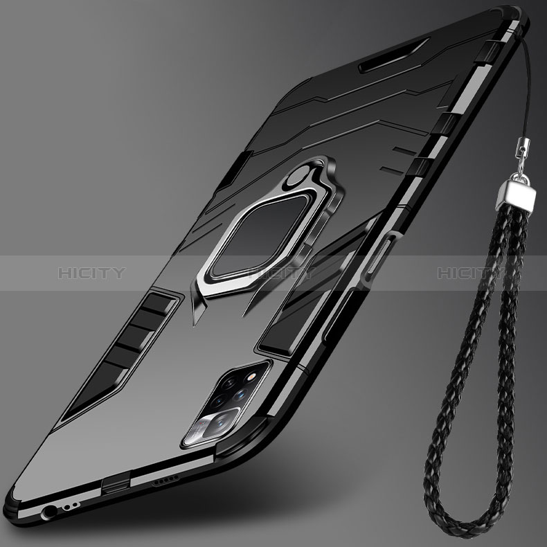 Custodia Silicone e Plastica Opaca Cover con Magnetico Anello Supporto R02 per Xiaomi Poco X4 NFC
