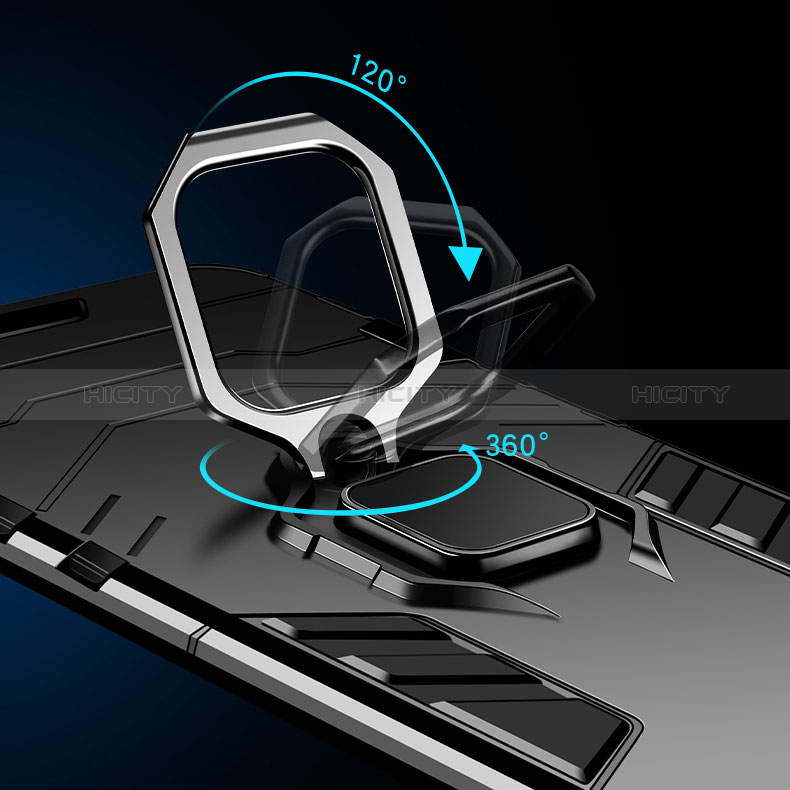 Custodia Silicone e Plastica Opaca Cover con Magnetico Anello Supporto R02 per Xiaomi Redmi 10 4G