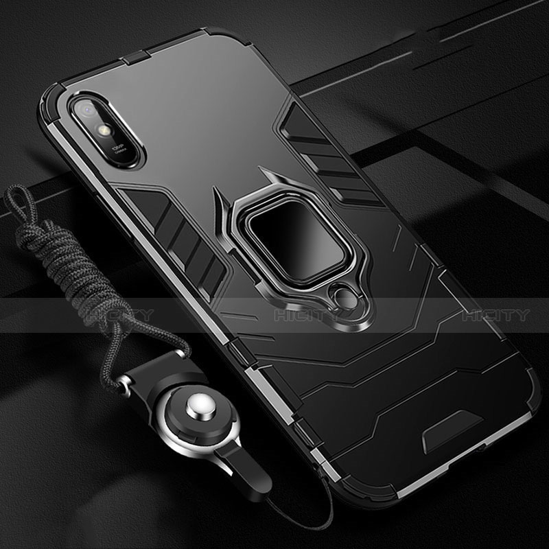 Custodia Silicone e Plastica Opaca Cover con Magnetico Anello Supporto R02 per Xiaomi Redmi 9i