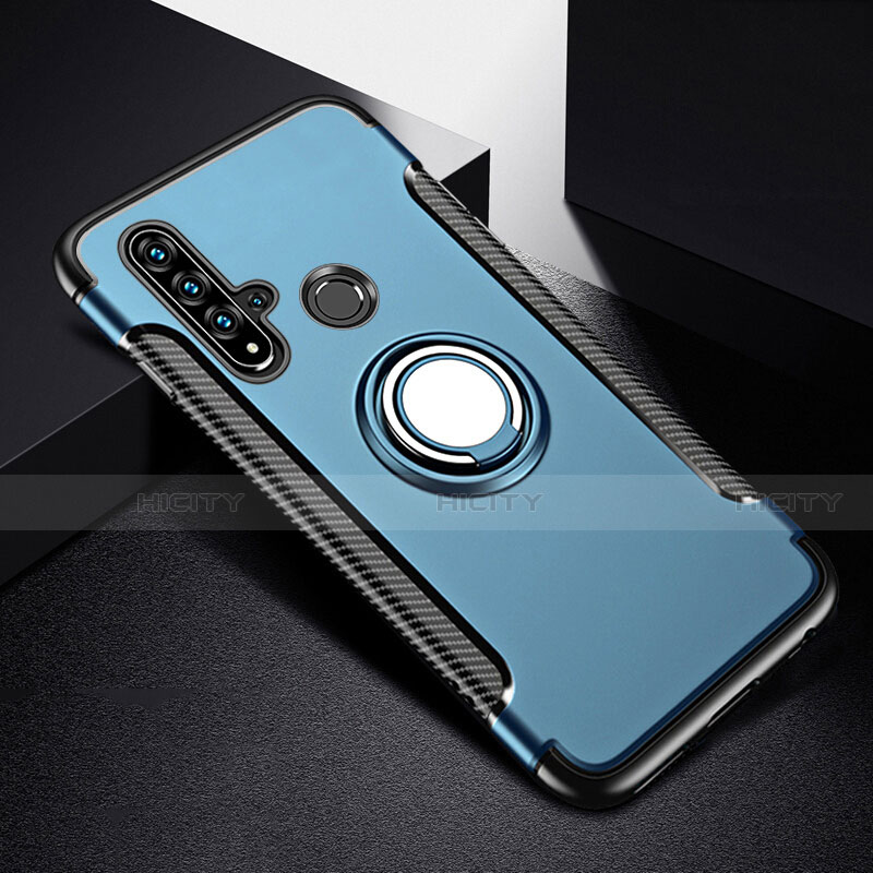 Custodia Silicone e Plastica Opaca Cover con Magnetico Anello Supporto R03 per Huawei Nova 5i