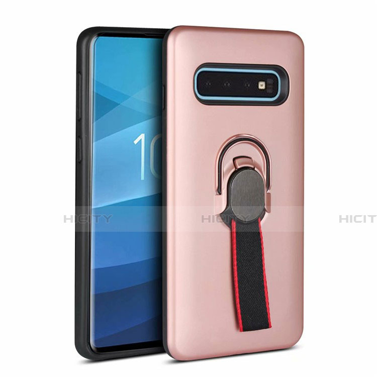 Custodia Silicone e Plastica Opaca Cover con Magnetico Anello Supporto R03 per Samsung Galaxy S10