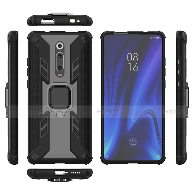 Custodia Silicone e Plastica Opaca Cover con Magnetico Anello Supporto R03 per Xiaomi Mi 9T Pro