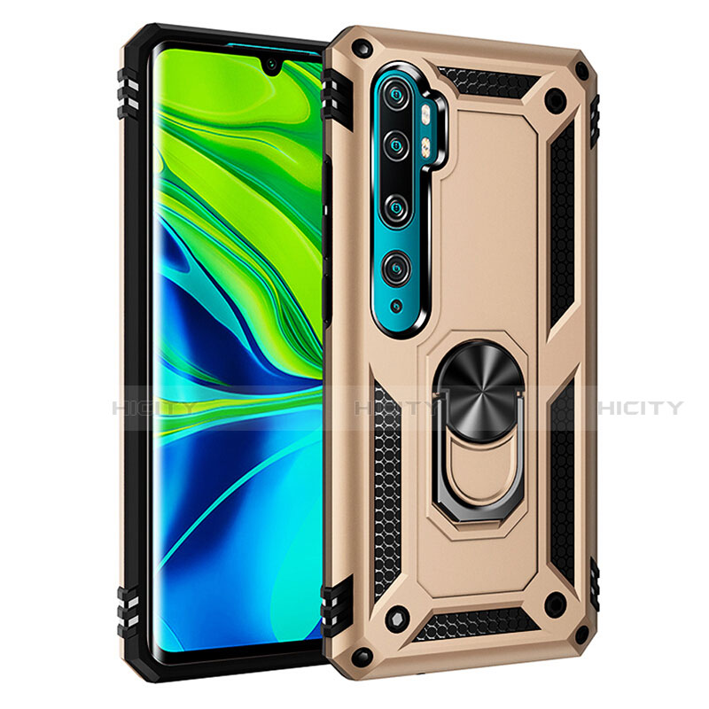 Custodia Silicone e Plastica Opaca Cover con Magnetico Anello Supporto R03 per Xiaomi Mi Note 10