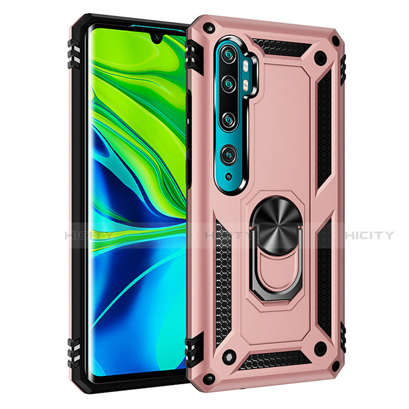 Custodia Silicone e Plastica Opaca Cover con Magnetico Anello Supporto R03 per Xiaomi Mi Note 10